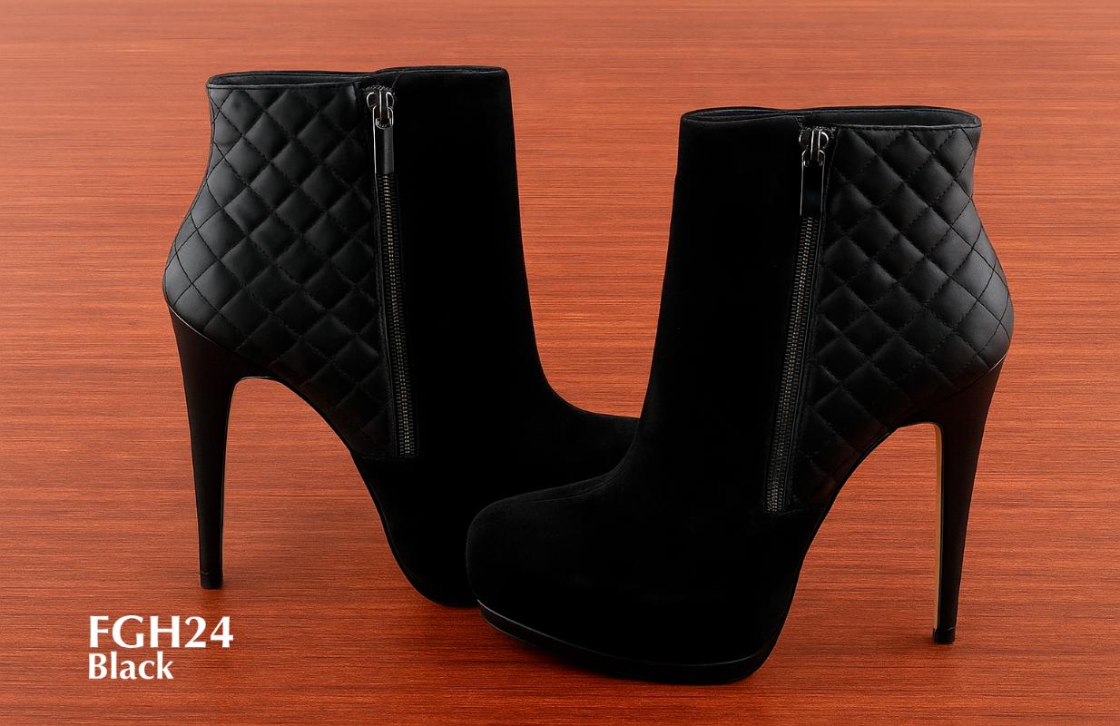 FGH24-Quilted-Stiletto-Platform Ankle-Boots